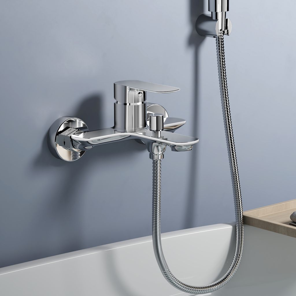 EMKE Duscharmatur Chrom Einhebelmischer für Dusche Moderne Mischbatterie Bad Einhand-Brausearmatur mit G1/2 Anschluss Stilvolle Badarmatur