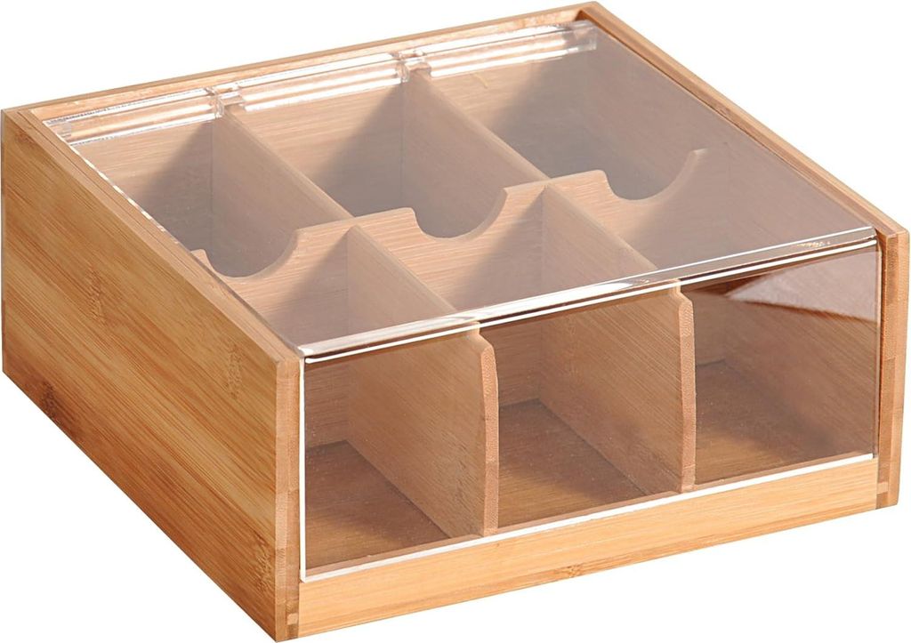 Kesper Teedose - Bambus - 6 Facher - 21 x 22 x 9,5 cm - Teedose