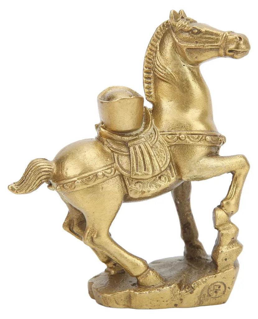 Sculpture de cheval debout en laiton vieilli - Objet déco pour buffet - 5