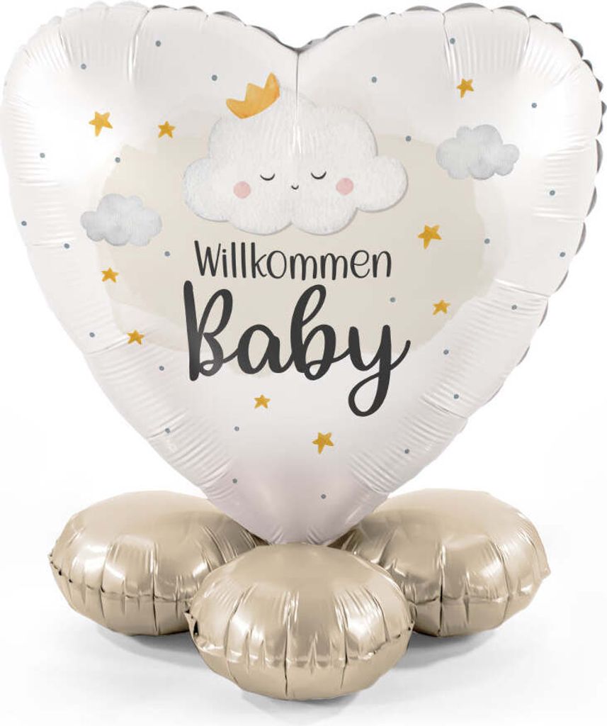 ABC18 Folienballon Bouquet "Willkommen Baby" | 34x43cm