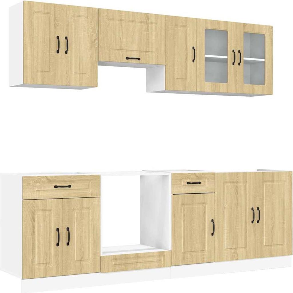 vidaXL 8-tlg. Küchenschrank-Set Kalmar Sonoma-Eiche Holzwerkstoff