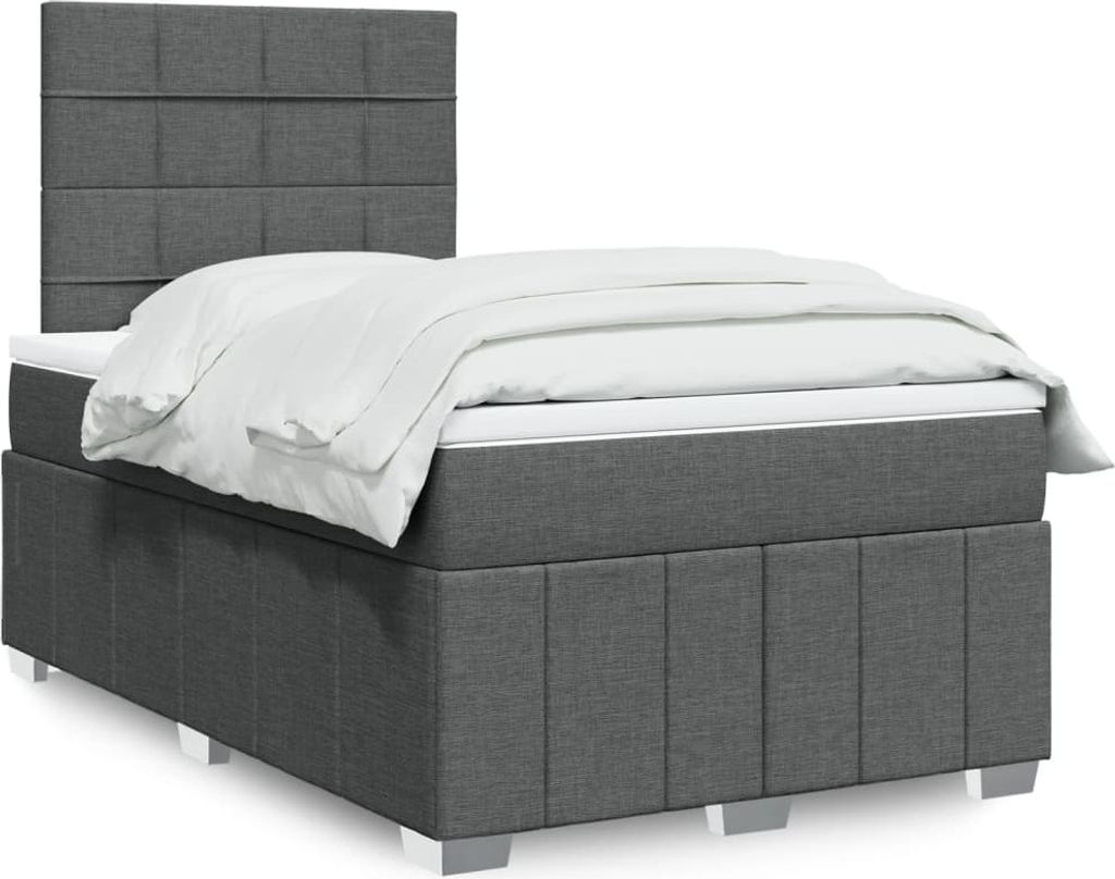 Boxspringbett mit Matratze Dunkelgrau 120x200 cm Stoff, Produktbild 