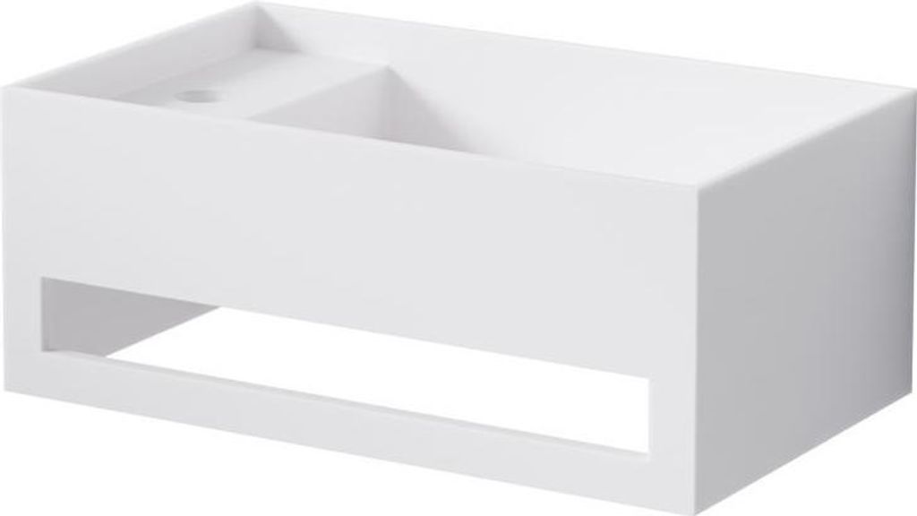 Steinberg Serie 440 Wand-Waschtisch, mit Überlauf, mit Hahnloch links, 500x300x200mm, SOLIDSurface, 4407010W