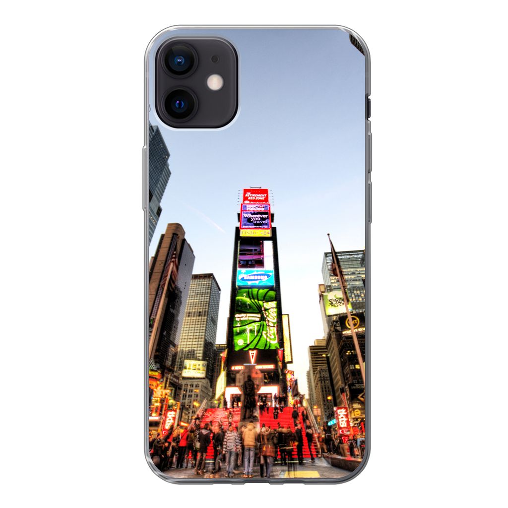 MuchoWow Handyhülle Schutzhülle Hülle für iPhone 12 mini New York - Nacht - Platz Silikon Softcase Handy Hülle - Bild
