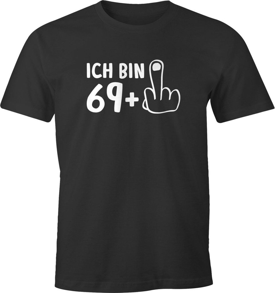 Herren Geburtstags T-Shirt Ich bin 29+ 39+ 49+ 59+ Mittelfinger Fun-Shirt lustiges Geschenk zum runden Geburtstag Moonworks 70 anthrazit 3XL