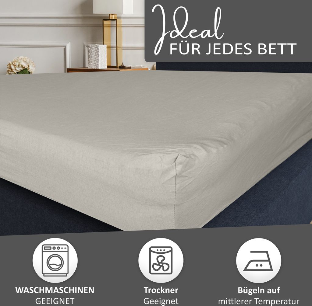 Spannbettlaken Jersey 120-130x200 Grau 100% Baumwolle Produktbild 3