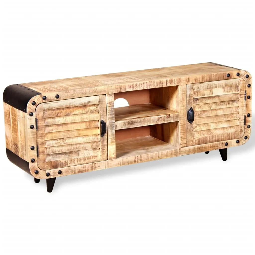 Meuble TV en bois de manguier massif pour un salon moderne chic