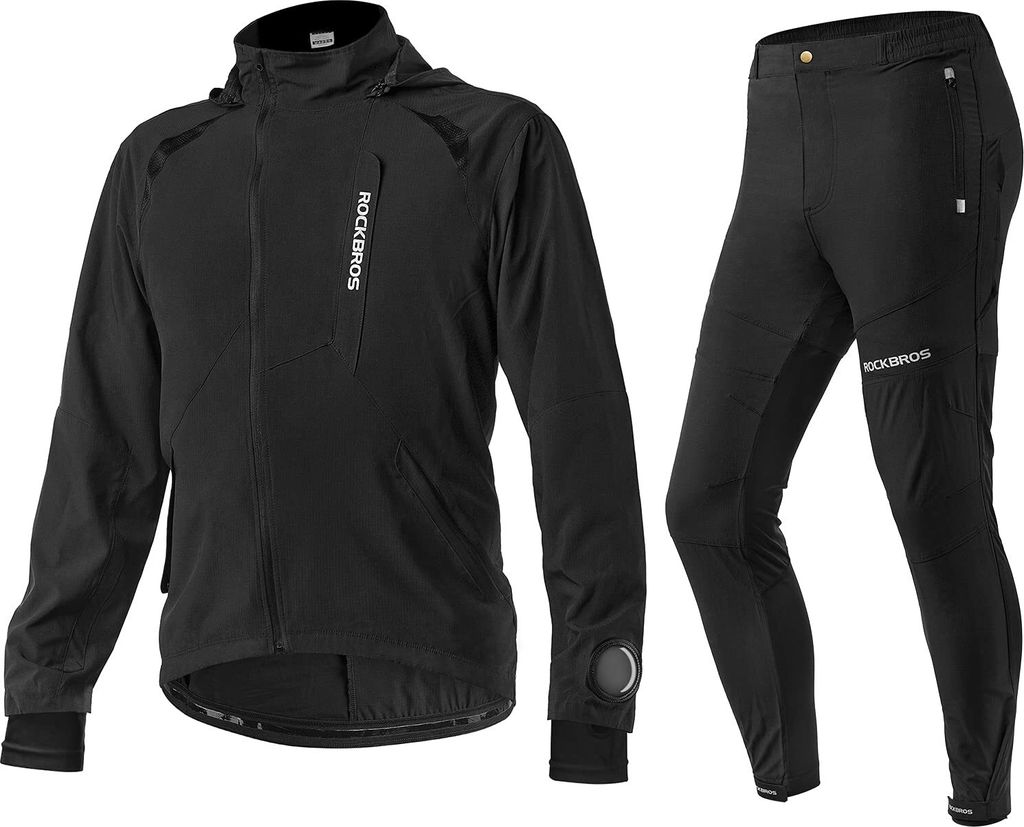 ROCKRROS Herren Radsport-Anzüge Langarm Jacke + Hose mit Sitzpolster Atmungsaktiv Sommer/ Herbst GR. 3XL