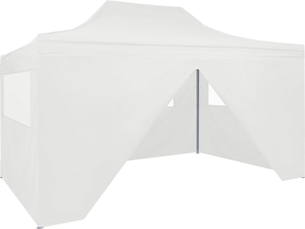 Profi-Partyzelt Faltbar mit 4 Seitenwänden 3×4m Stahl Weiß