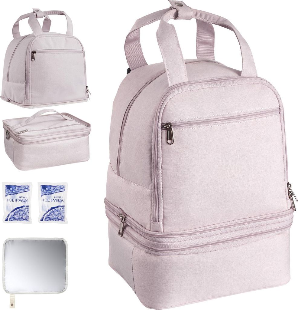 SucceBuy Milchpumpen-Rucksack, 270x240x340 mm, mit Kühlakku, geeignet für S1/S2, Pumpenzubehör und Muttermilchaufbewahrung, praktischer Wickelru...