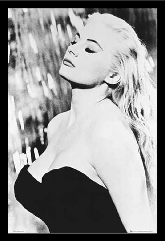 Grand Tableau La Dolce Vita : Affiche Anita Ekberg sous Cadre Vitré