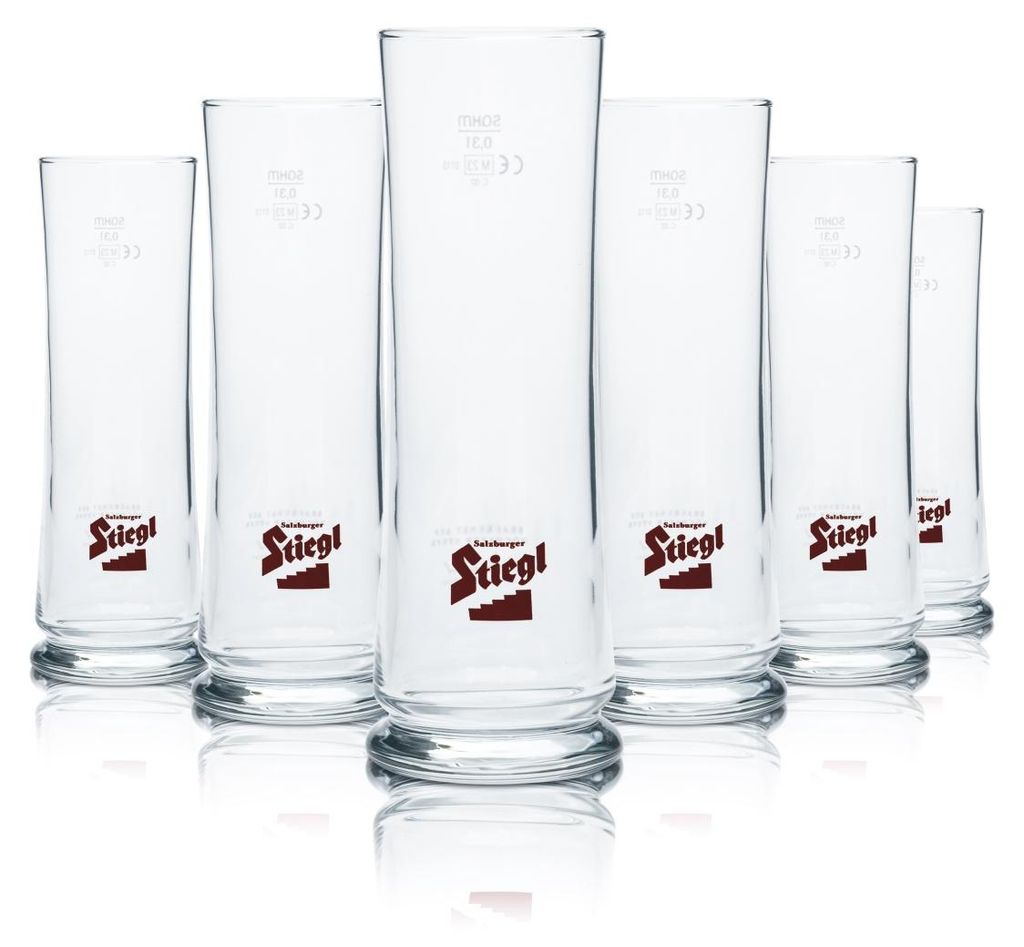 6x Stiegl Glas 0,3l Stange Pokal Becher Gläser Brauerei Produktbild 