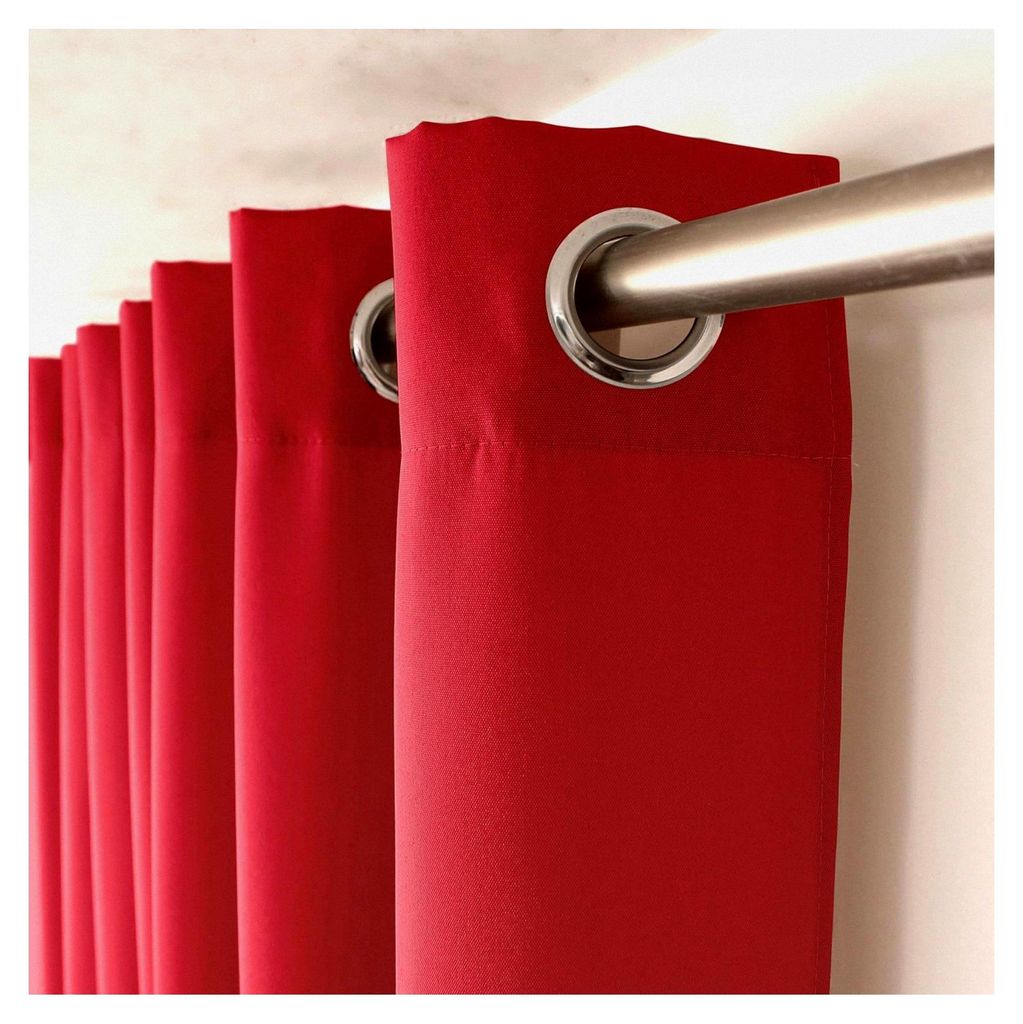 Dekorativer Vorhang mit silberfarbenen Ösen, 140 x 240 cm, Rot, 100% Polyester, satiniert, Kollektion Basic