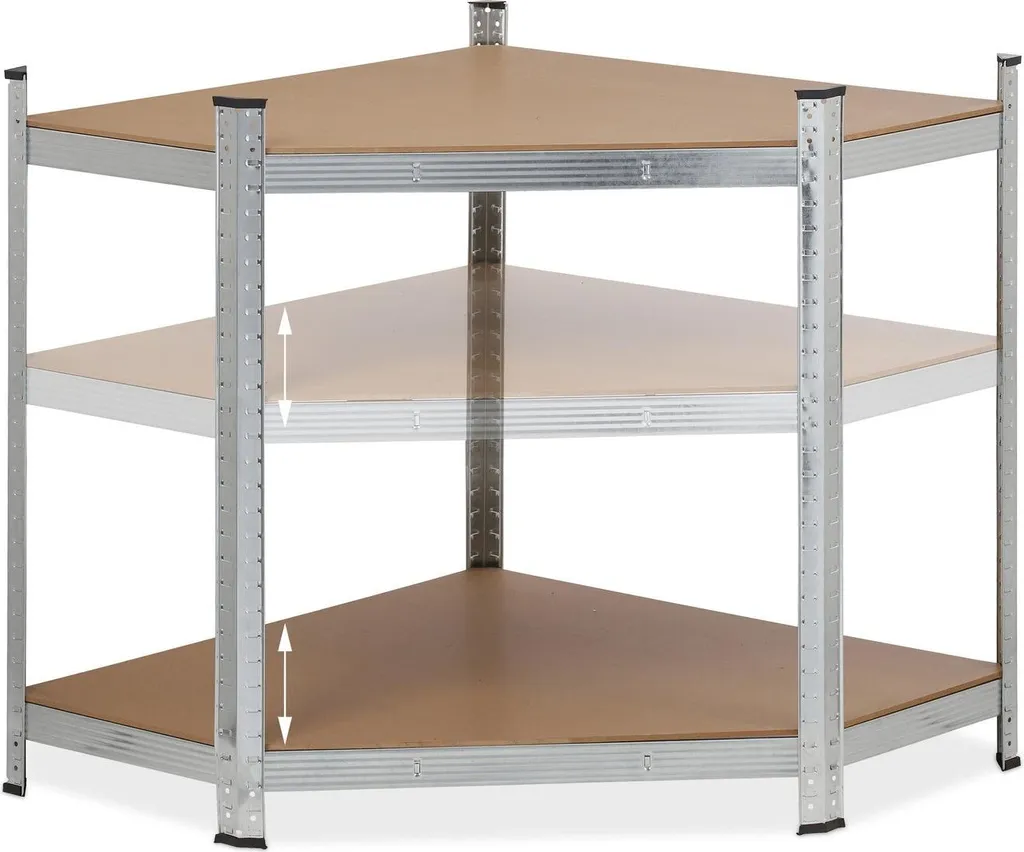 Étagère d'angle robuste 5 plateaux en métal noir style industriel loft
