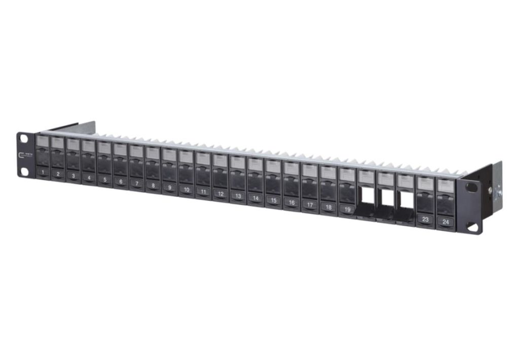 METZ CONNECT Keystone 19 Zoll Modulträger 1HE, 24 Port unbestückt, geschirmt, schwarz