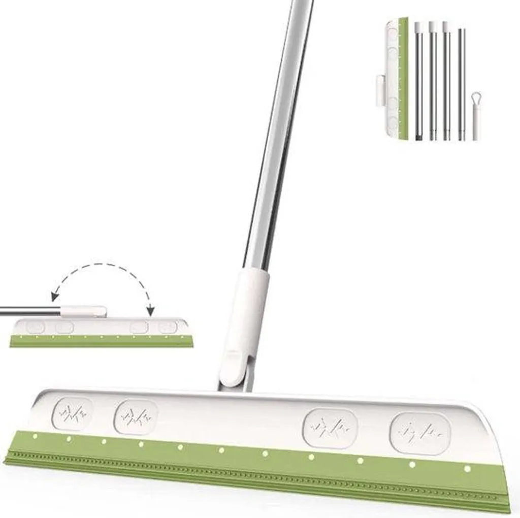 Raclette de douche longue en acier inoxydable verte pour salle de bain