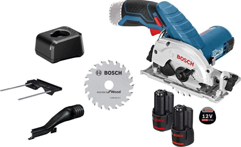 Bosch Akku-Kreissäge GKS 12V-26 12 V Ø 85 mm / 2x 3,0 Ah Akku + Ladegerät inkl. Zubehör