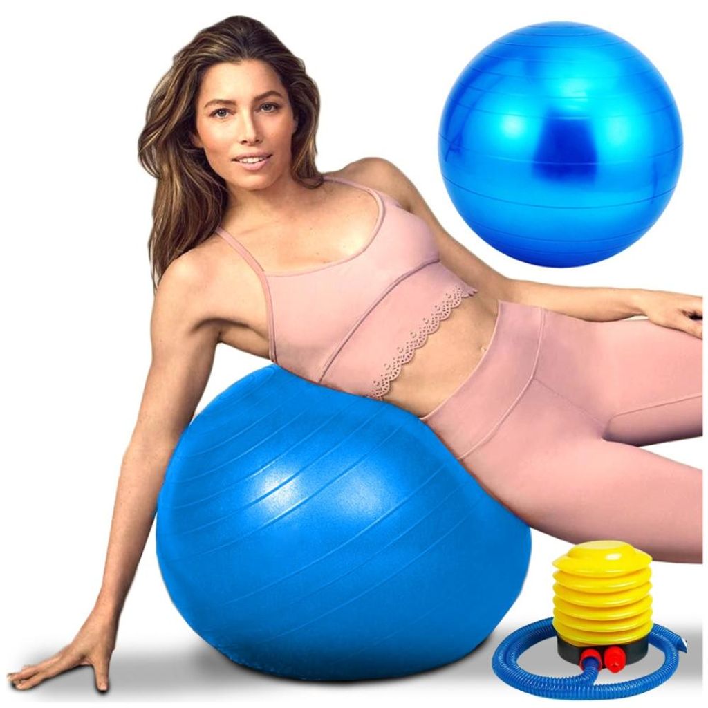 Gymnastikball 55 cm Blau mit Pumpe Fitnessball Sitzball Produktbild 