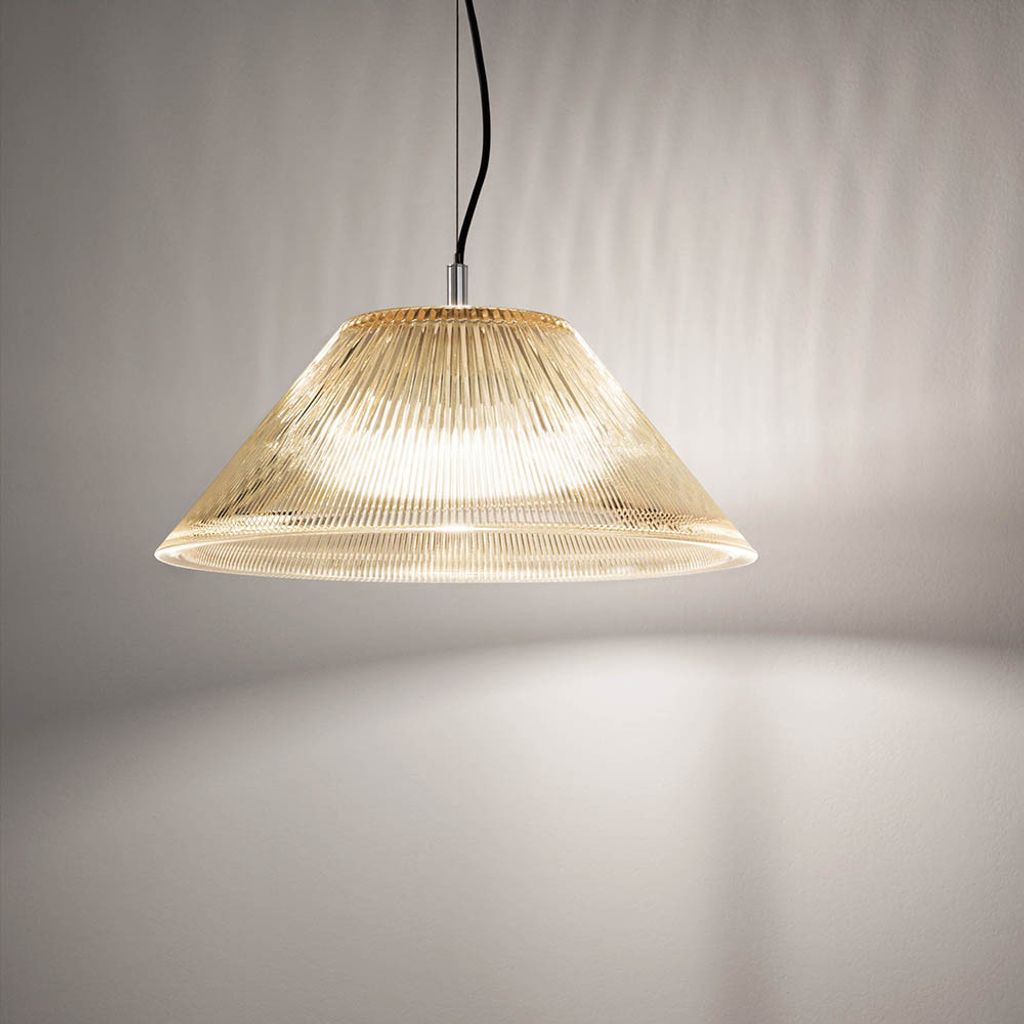 Fabas Luce Pendelleuchte Salento E27 Ø400mm Schwarz Bernstein, Italy
