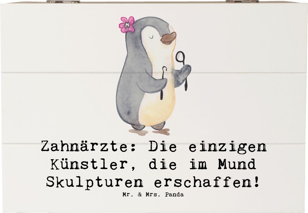 Mr. & Mrs. Panda Box Zahnarzt Künstler 22 x 15 cm - Weiß - Geschenk, Geschenkbox, geschenkkiste, kreative Geschenke, Beruf, Schatzkiste, Holzkist...