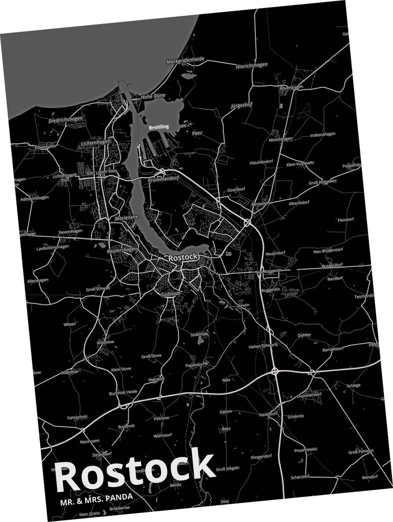Mr. & Mrs. Panda Postkarte Rostock - Geschenk, Ansichtskarte, Ansichtskarten, Stadt, Grußkarte, bildkarte, Dorf Karte Landkarte Map Stadtplan, Pos...