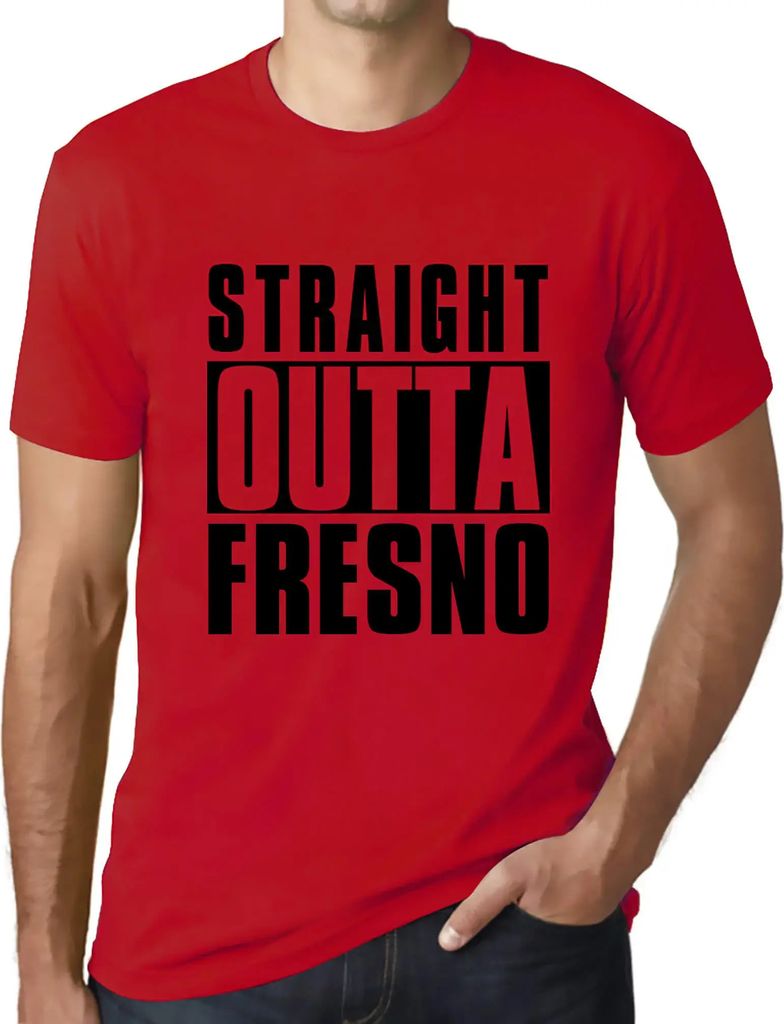 Herren Grafik T-Shirt Straight Outta Fresno Öko-Verantwortlich Vintage Jahrgang Kurzarm Lustige Druck Geburtstag Geschenk Mann