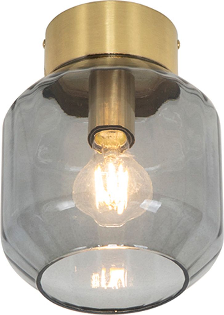 Qazqa Smart led Kleine Moderne Deckenleuchte, Deckenlampe - Stiklo - Gold, Rund, 2700K - 6500K, dimmbar, 17.5cm, Ideal als Küche lampe, Schlafzimm...