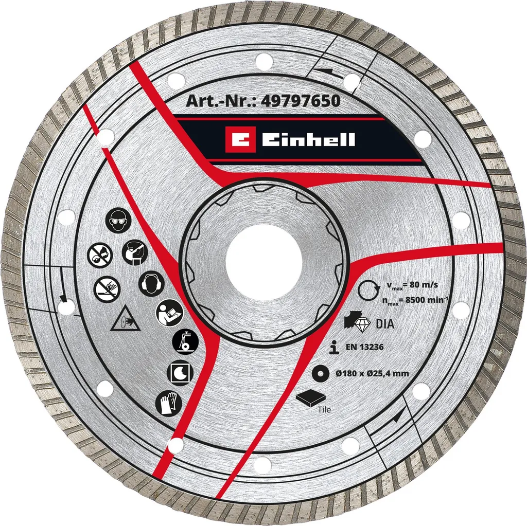 Disco Diamantato Einhell DIA-cut 180x25,4mm Turbo - Taglio Professionale