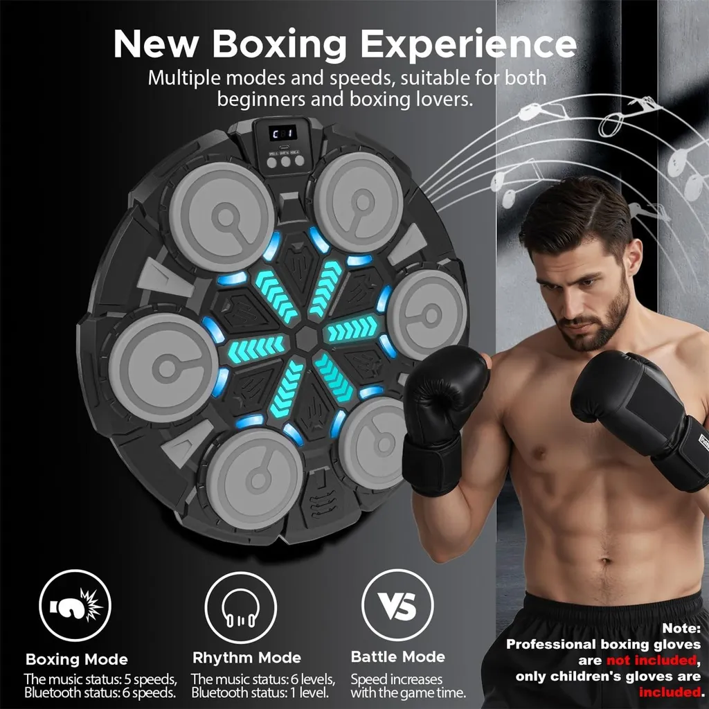 Machine de boxe Bluetooth, 5 modes de vitesse avec haut-parleur noir
