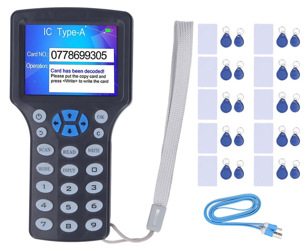 Czarny czytnik kart NFC-RFID z brelokiem UID, kolorowym Zdjęcie produktu 
