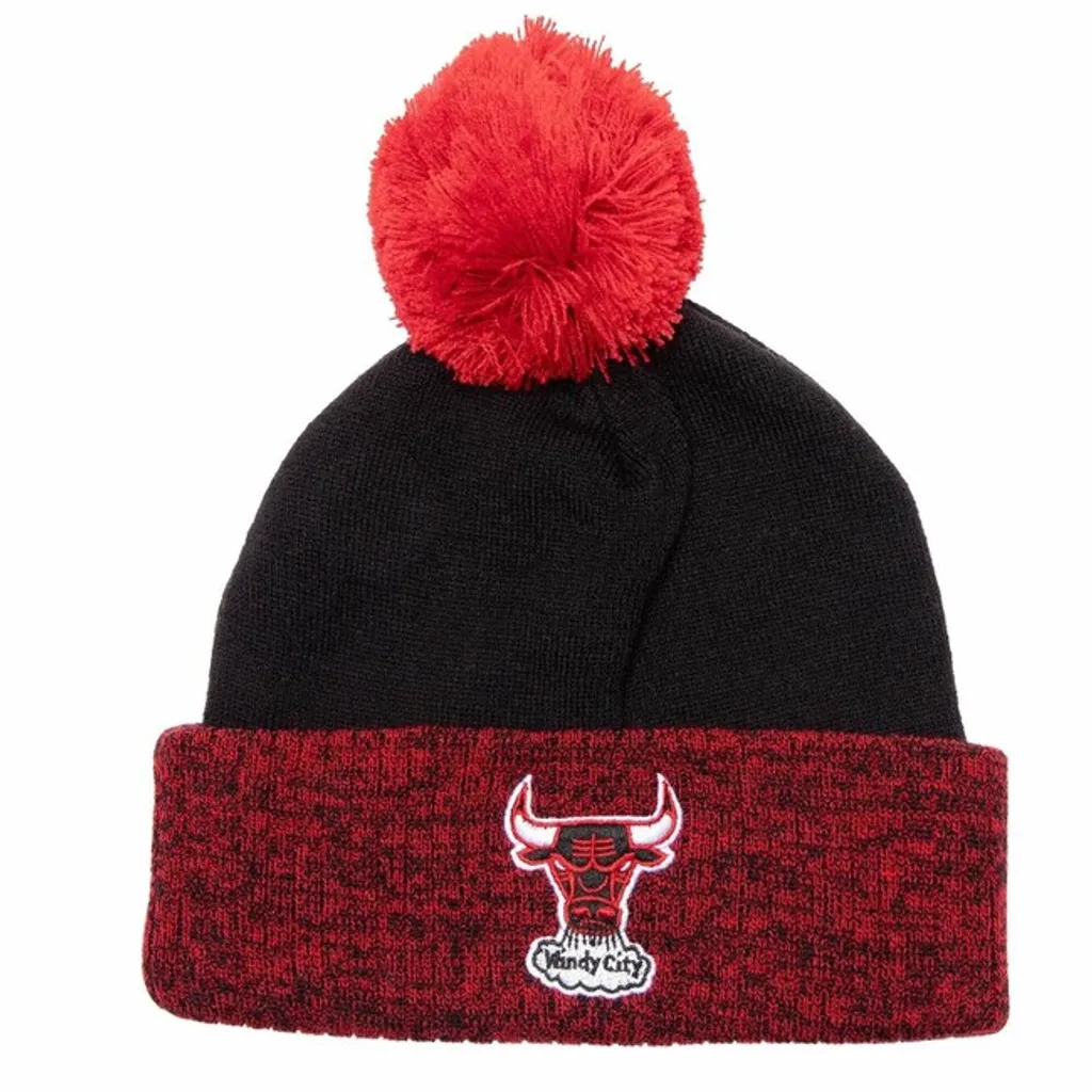 Bonnet d'Hiver Chicago Bulls Mitchell & Ness Noir Rouge pour Homme