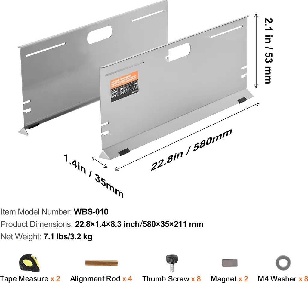 Plaques d'Alignement en Acier Inoxydable avec Tableau de Conversion Rapide - 7