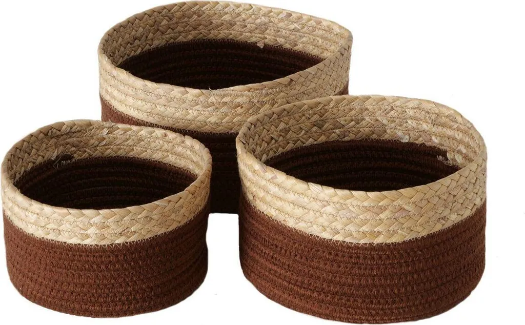 Organiseur panier en jute marron 26cm lot de 3 pour désordre