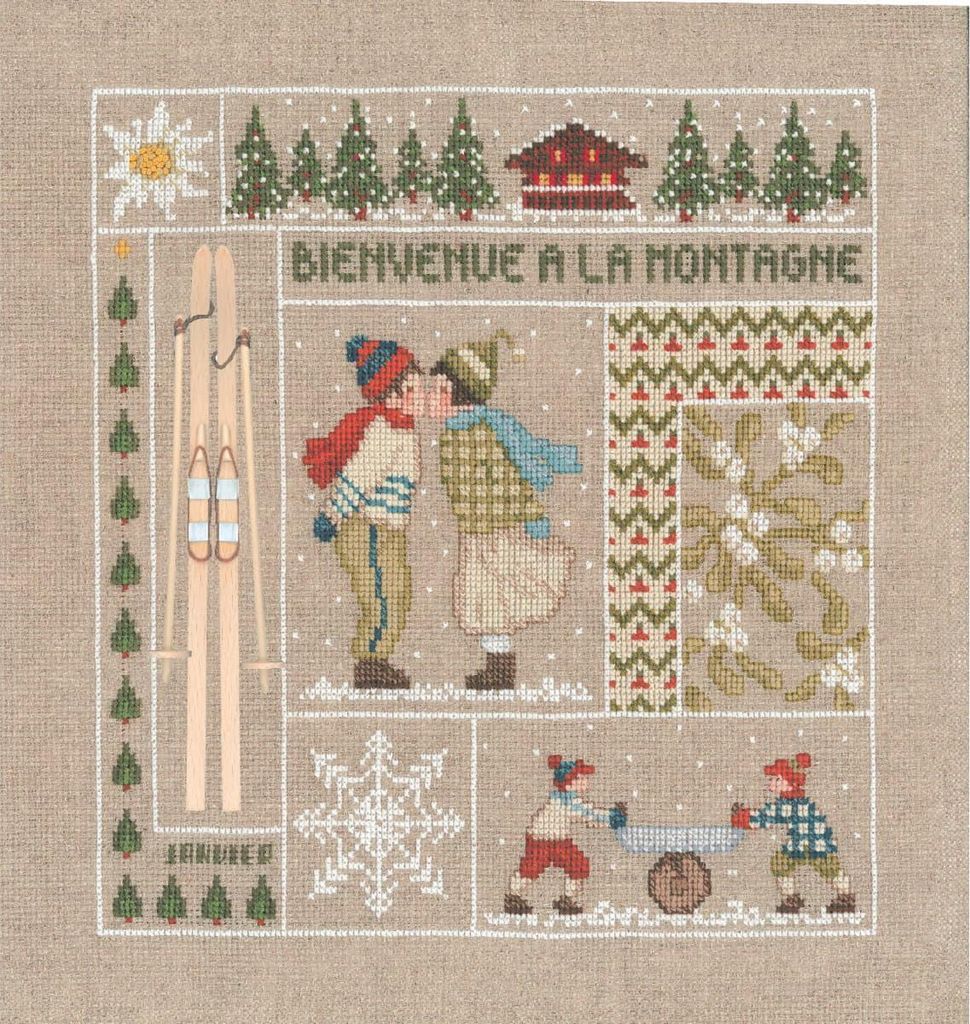 Kreuzstich-Set „Le Bonheur des Dames“ – „Willkommen Januar“, zum Selbermachen, 21 x 23 cm