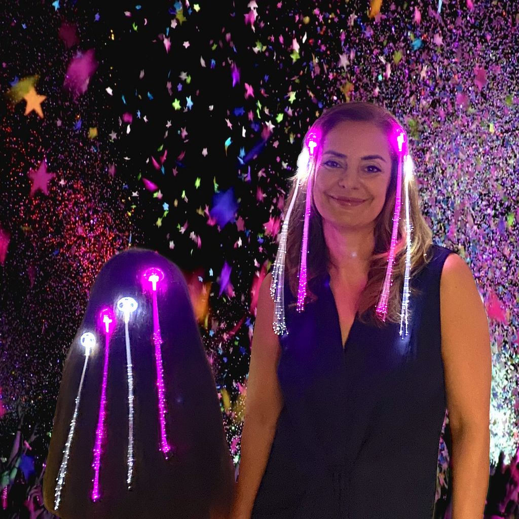 4er-Set LED Party Haarsträhnen mit leuchtenden Glasfasern Produktbild 4