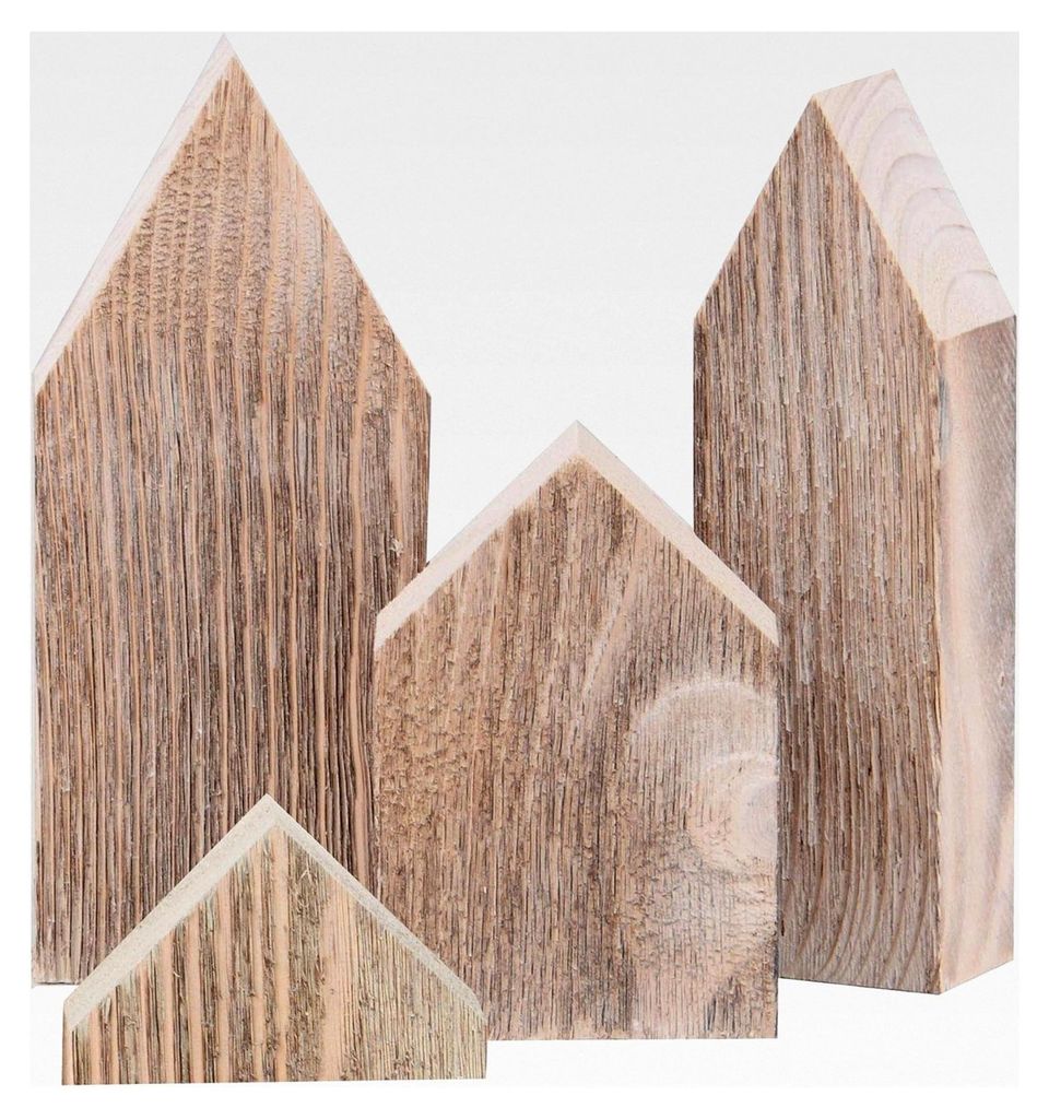 Deko Häuser Aufsteller aus Holz im 3er Set
