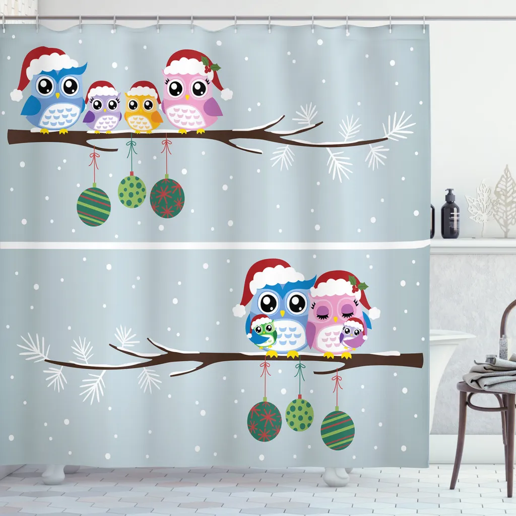 Decorazione Bagno Natale: Tenda Abakuhaus 175x200 Noel Eulen