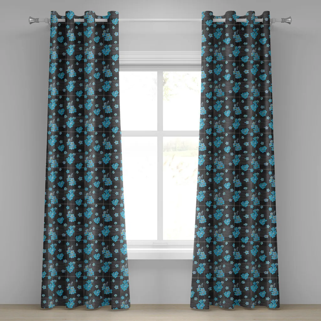 Rideau à œillets ABAKUHAUS fleurs Ne m'oubliez pas 280x245cm Gris