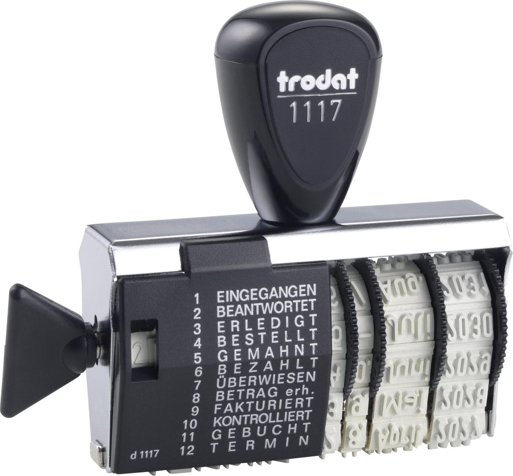 Trodat Classic 1117 – Datumsstempel mit Wortband, Deutsche Produktbild 