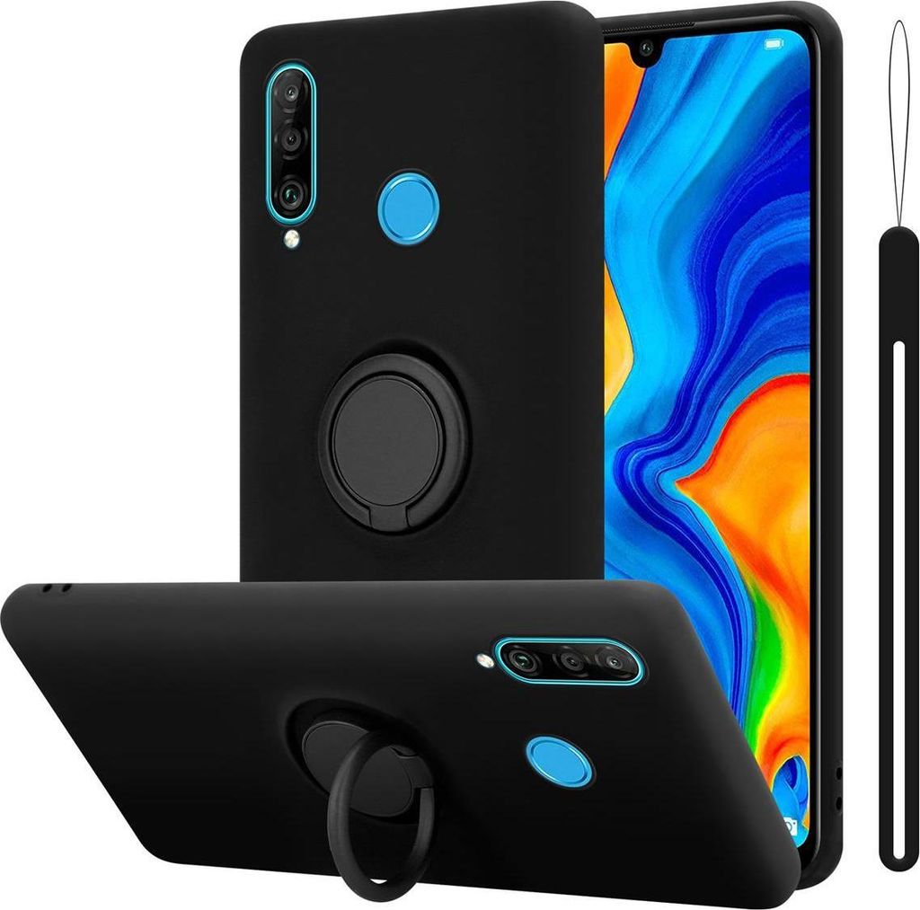 Cadorabo Hülle für Huawei P30 LITE Schutz Hülle in Schwarz Handyhülle TPU Etui Case Cover