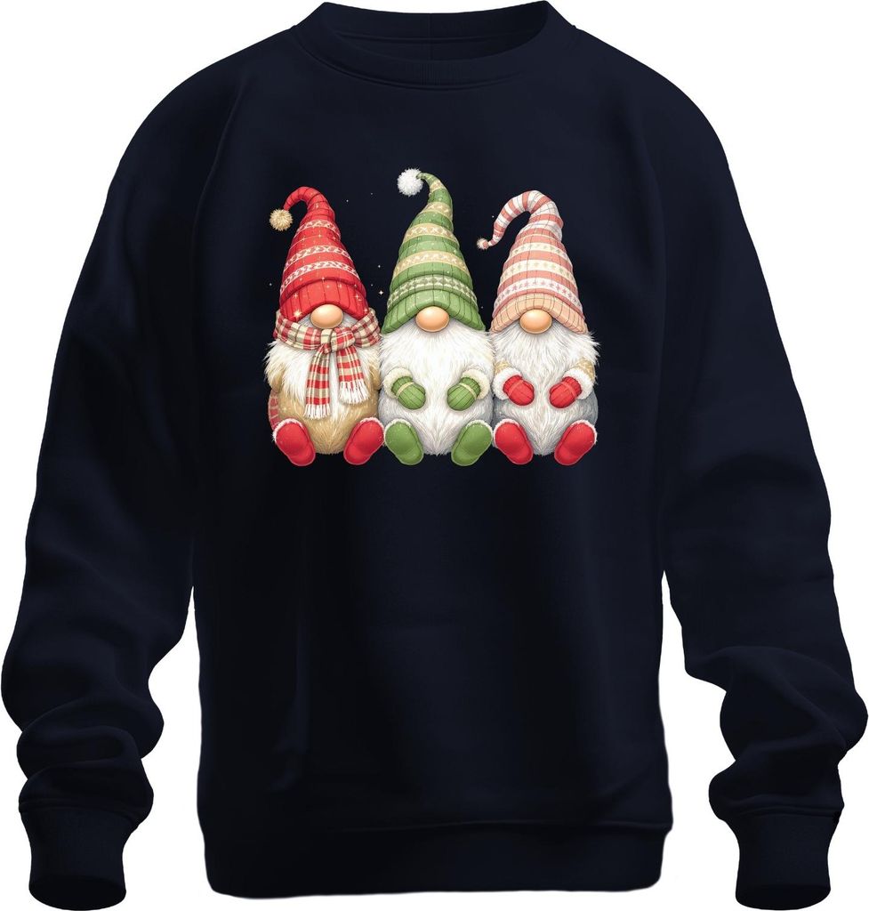 Weihnachtswichtel niedliche Gnome skandinavisch winterlich Motiv Uni Sweatshirt Pullover, Navy, XL