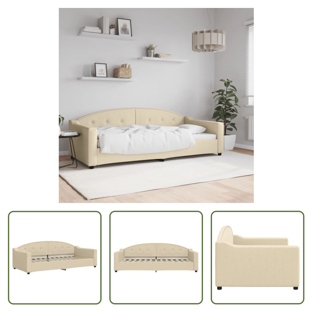 The Living Store Tagesbett Creme 90x200 cm Stoff