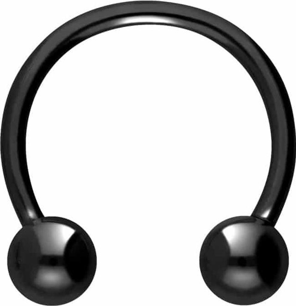 Ohrpiercing, Nasenpiercing, Septum Piercing Titan Hufeisenring mit Innengewinde Schwarz Innendurchmesser: 10mm + Stabstärke: 1,2mm