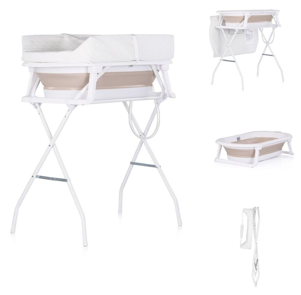 Chipolino Babywanne, Wickeltisch 2 in 1 Sonata Ständer faltbar Thermometer 11 kg beige
