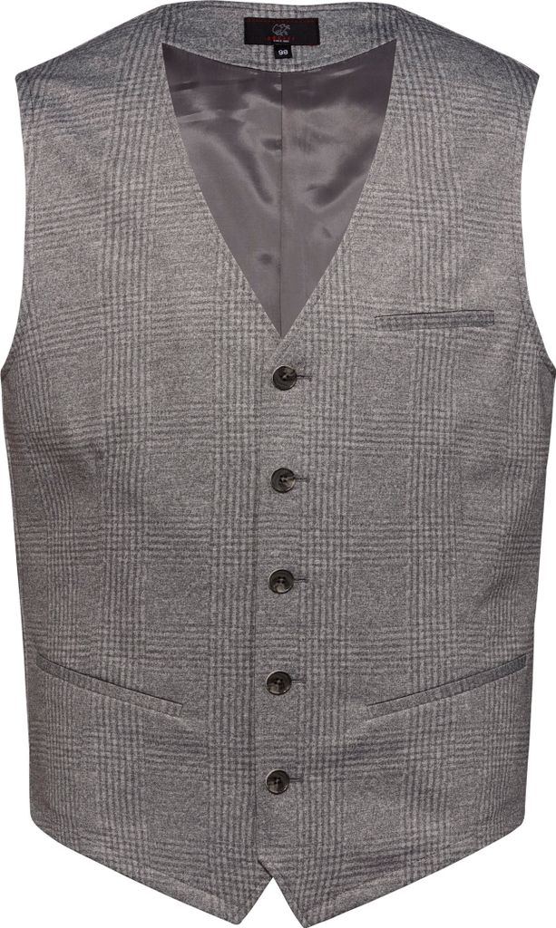 Greiff CASUAL Herren Jerseyweste Regular-Fit Hellgrau Glencheck 46
