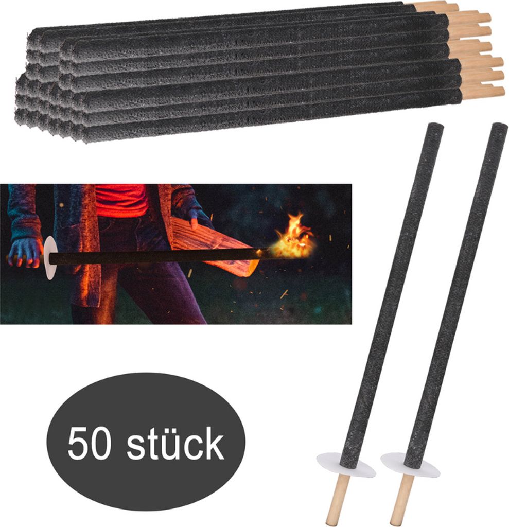 Lospitch Fackeln Wachsfackel 50 Stück Brennzeit 90 Min Extra Langem Griff Gartenfackeln