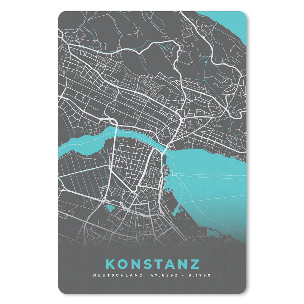 MuchoWow Mauspad Mousepad Stadtplan - Konstanz - Deutschland - Karte 40x60 cm - Mousepads - Maus Mat - Pad - Mausunterlage - Schreibtisch Accesoire