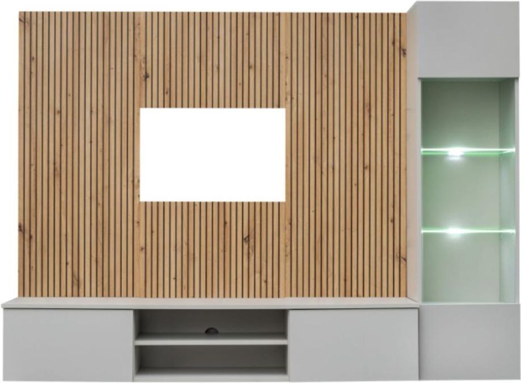 Wandkomposition IXAR – Hängendes TV-Möbel und Vitrine – Mit LED
