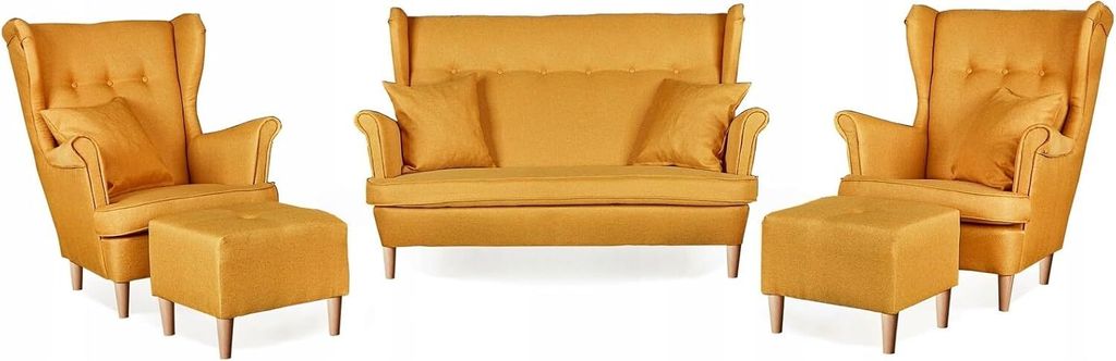 Family Meble Set aus Sofa + 2 Sessel + 2 Hocker Ari 2-Sitzer Sofa Couch Freistehendes Lounge Sofa Bequem zum Entspannen Wohnzimmer Büro (TWIST 1180)