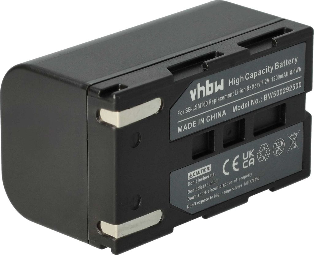 vhbw Akku kompatibel mit Samsung VP-D361W, VP-D361, VP-D355i, VP-D355, VP-D354i, VP-D354, VP-D353i Videokamera Camcorder (1200 mAh, 7,2 V, Li-Ion)